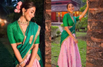 Pooja Hegde is festive ready in peacock green and pink half-silk saree; see pictures